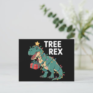 Dinosaur Christmas Tree Rex Pyjamas Xmas Lights Postcard