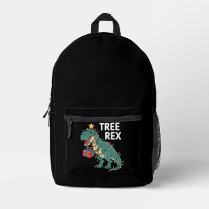 Dinosaur Christmas Tree Rex Pyjamas Xmas Lights Printed Backpack