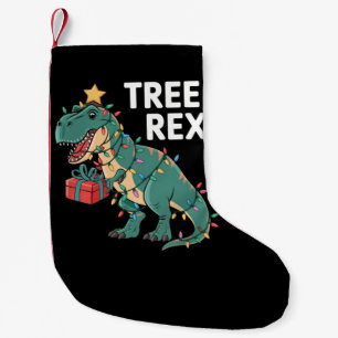 Dinosaur Christmas Tree Rex Pyjamas Xmas Lights Small Christmas Stocking
