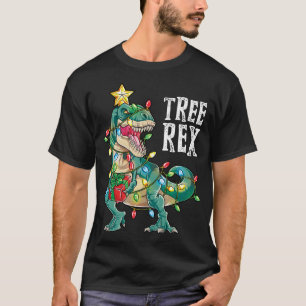 Dinosaur Christmas Tree Rex Pyjamas Xmas Lights T-Shirt