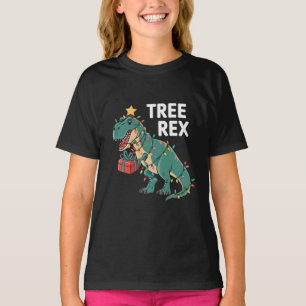 Dinosaur Christmas Tree Rex Pyjamas Xmas Lights  T-Shirt