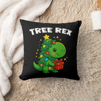 Dinosaur Christmas Tree T-Rex Cute Dino Xmas Party Cushion