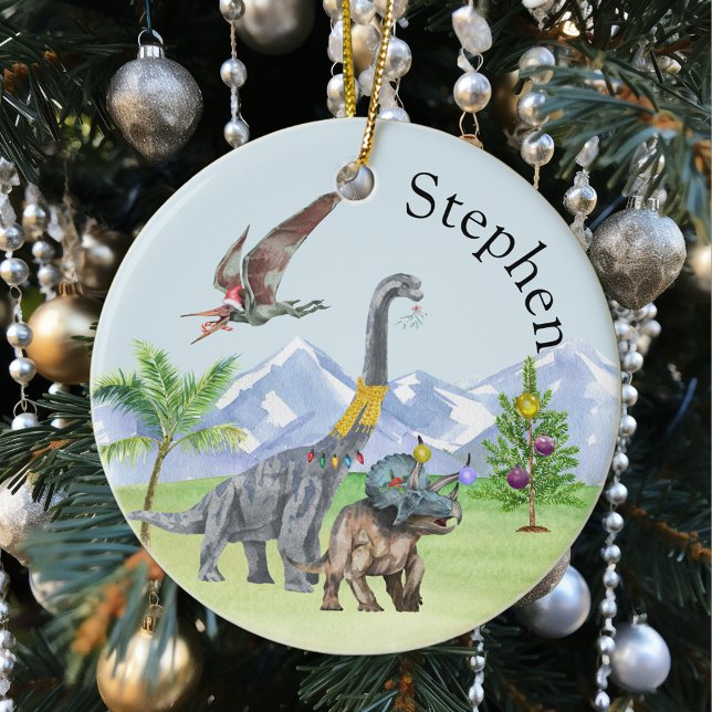 Dinosaur Christmas Triceratops Jurassic Christmas  Ceramic Tree Decoration (Creator Uploaded)