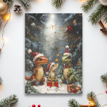 Dinosaur Christmas Tyrannosaur  Card<br><div class="desc">This design may be personalised in the area provided by changing the photo and/or text. Or it can be customised by clicking Personalise this Template and then choosing the click to customise further option and delete or change the colour of the background, add text, change the text colour or style,...</div>