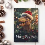 Dinosaur Christmas Tyrannosaur  Card<br><div class="desc">This design may be personalised in the area provided by changing the photo and/or text. Or it can be customised by clicking Personalise this Template and then choosing the click to customise further option and delete or change the colour of the background, add text, change the text colour or style,...</div>