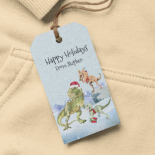 Dinosaur Christmas Tyrannosaur Raptor Personalised Gift Tags