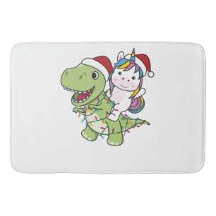 Dinosaur Christmas Unicorn Winter T-Rex Dino Bath Mat