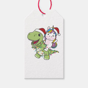 Dinosaur Christmas Unicorn Winter T-Rex Dino Gift Tags