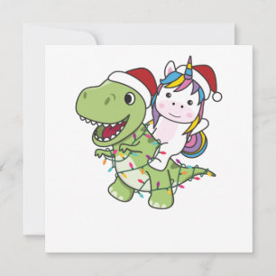 Dinosaur Christmas Unicorn Winter T-Rex Dino Invitation
