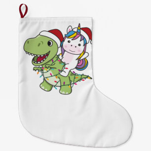 Dinosaur Christmas Unicorn Winter T-Rex Dino Large Christmas Stocking