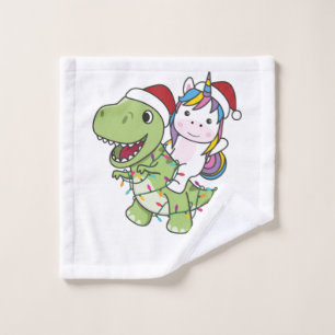 Dinosaur Christmas Unicorn Winter T-Rex Dino Wash Cloth