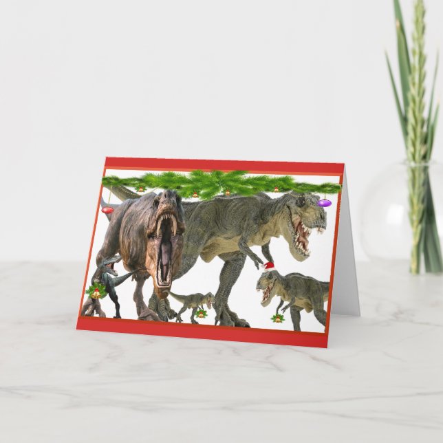 dinosaur christmas ver 2 holiday card (Front)