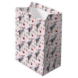 Dinosaur Christmas Wrapping Paper Roll Medium Gift Bag