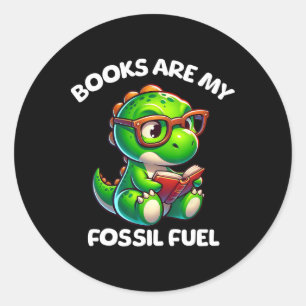 Dinosaur Ck To School Reading Books Funny Quote Classic Round Sticker