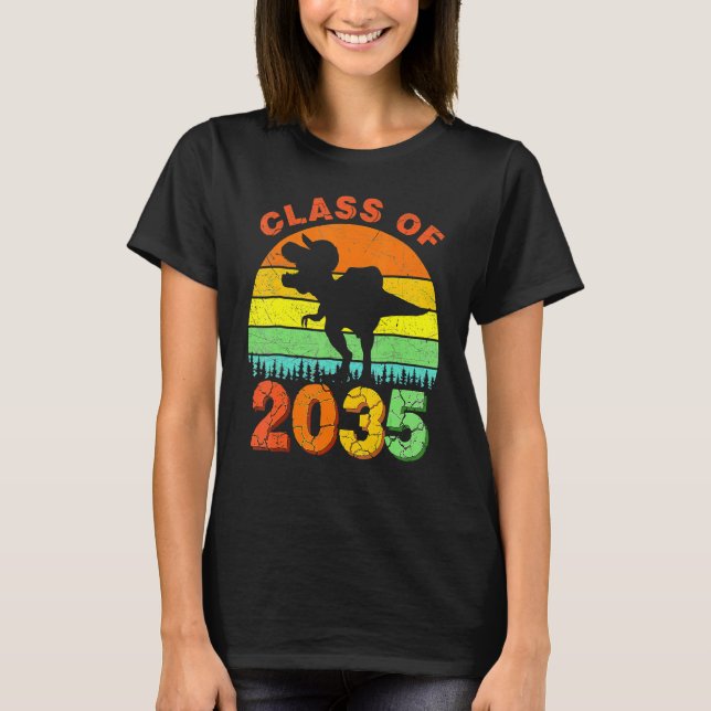 Dinosaur Class Of 2035 Grow With Me First Day Kind T-Shirt (Front)