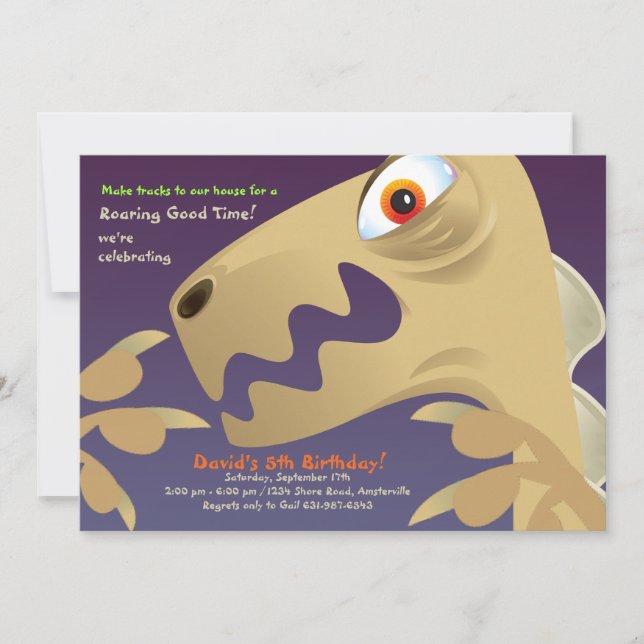 Dinosaur Closeup Birthday Party Invitation (Front)