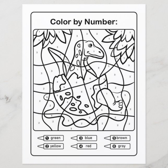 Dinosaur Colouring Page by number - Baby Dino Egg (Front)
