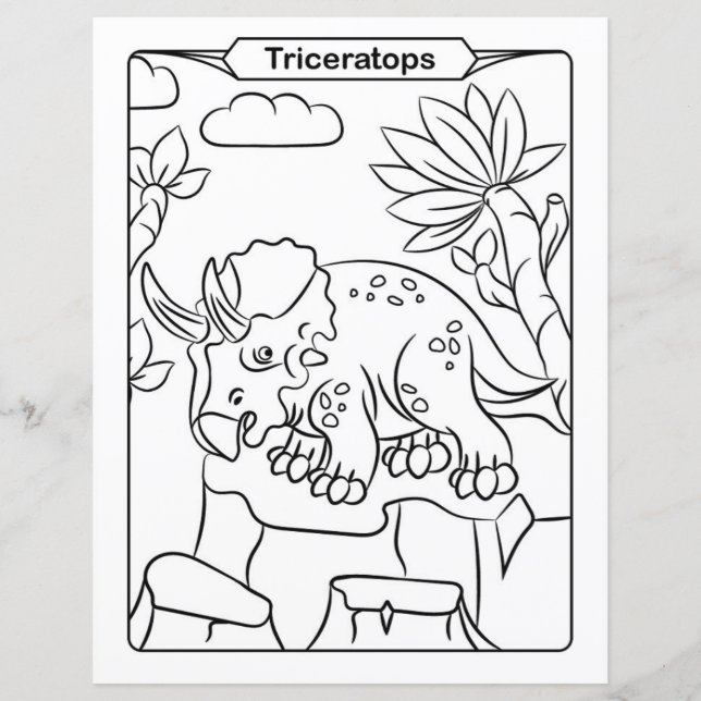 Dinosaur Colouring Page - Triceratops (Front)