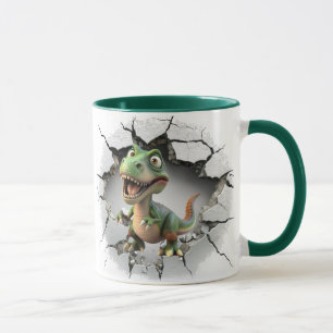 Dinosaur coming out of a cave mug