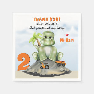 Dinosaur Construction Boy Birthday Napkin