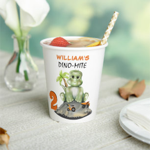 Dinosaur Construction Boy Birthday Paper Cups