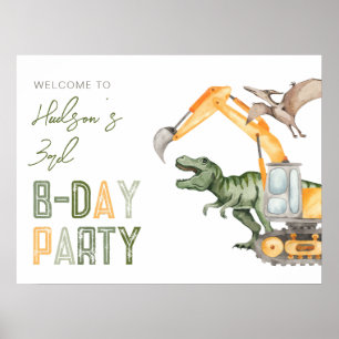 Dinosaur Construction Party Welcome Sign