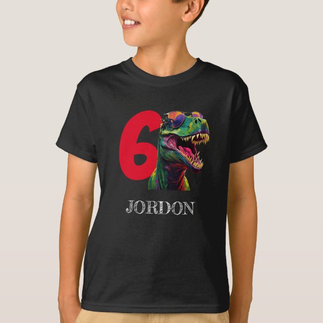Dinosaur Cool Happy 6th Birthday T-Shirt (Front)