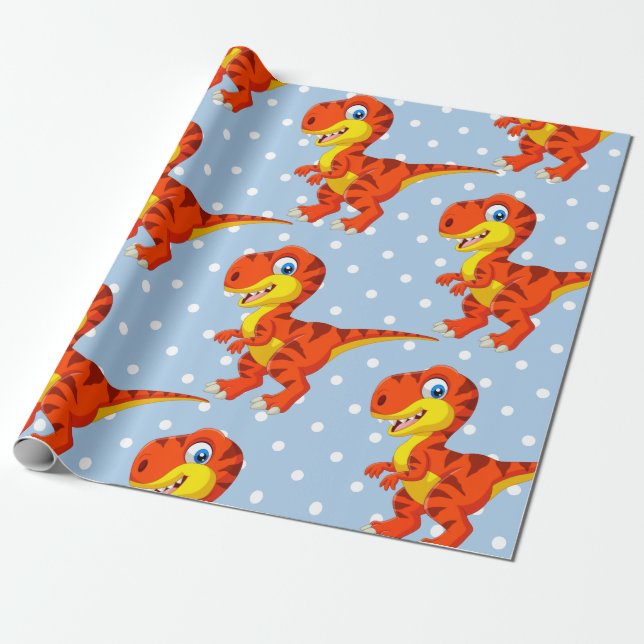 Dinosaur Cool T Rex Boy Wrapping Paper (Unrolled)