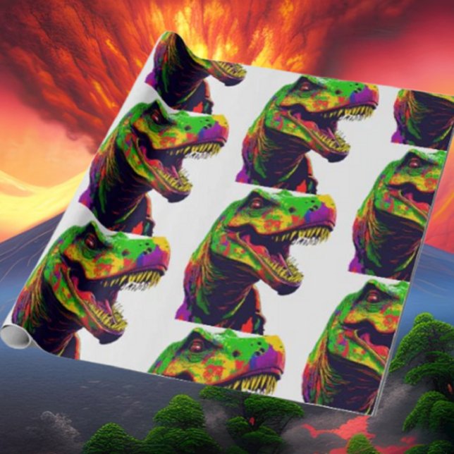 Dinosaur Cool Yellow Happy Birthday  Wrapping Paper (Bring your dream party to life with our selection of quality Dinosaur themed party supplies)