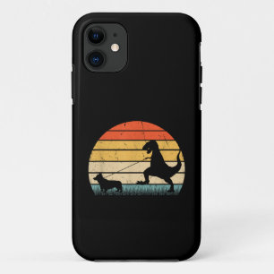 Dinosaur Corgi Dog Breed Silhouette Vintage iPhone 11 Case