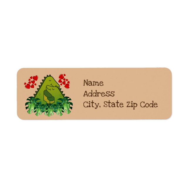 Dinosaur Couple In Love Return Address Label (Front)