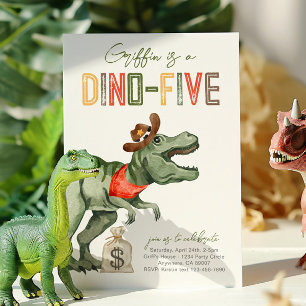 Dinosaur Cowboy 5th Birthday Invitation