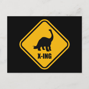 Dinosaur Crossing Street Sign Postcard