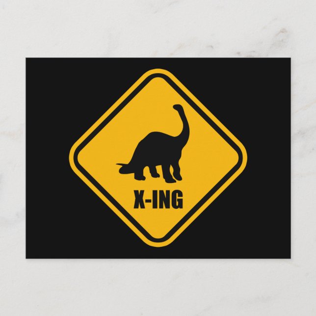 Dinosaur Crossing Street Sign Postcard (Front)