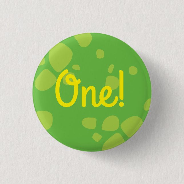 Dinosaur Cute 1st Birthday Button Pin (Front)