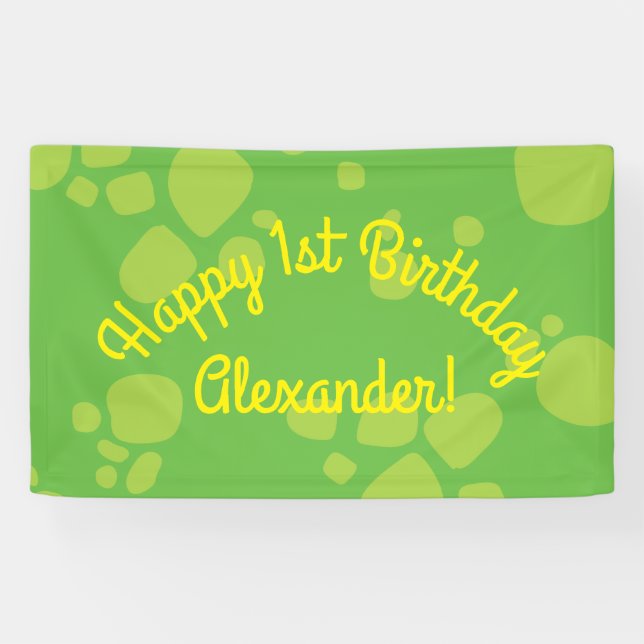Dinosaur Cute 1st Birthday Party Banner Decor (Horizontal)