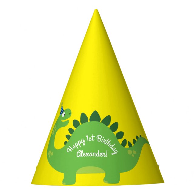 Dinosaur Cute 1st Birthday Party Hats (Front)