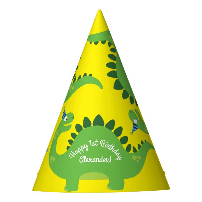 Dinosaur Cute 1st Birthday Party Hats (Front)