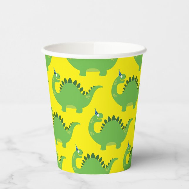 Dinosaur Cute 1st Birthday Party Kids Paper Cups (Left)
