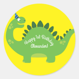 Dinosaur Cute 1st Birthday Thank You Sticker Seals