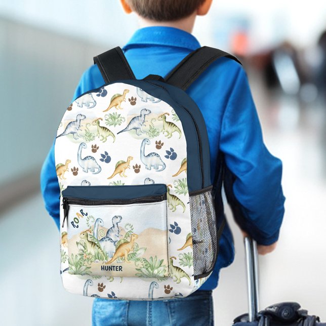 Dinosaur Cute Blue Green Name Boy Printed Backpack (Dinosaur Cute Blue Green Name Boy Printed Backpack)