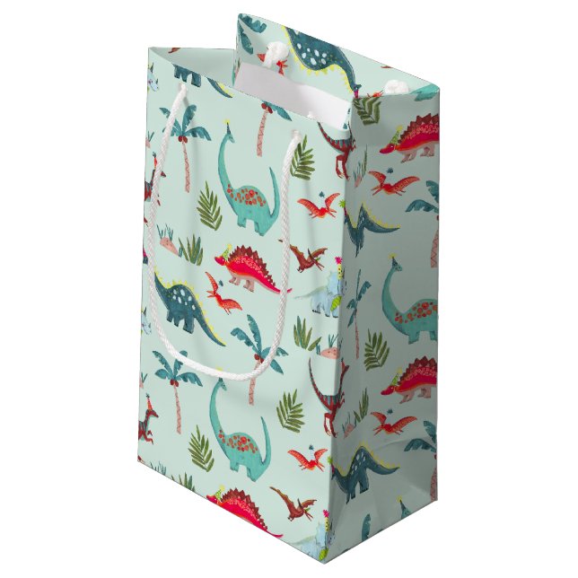 Dinosaur Cute blue Kids  Small Gift Bag (Back Angled)