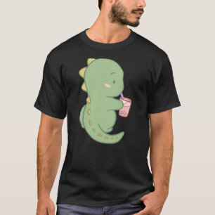 Dinosaur Cute Boba Tea Kawaii Anime Japanese Neko  T-Shirt