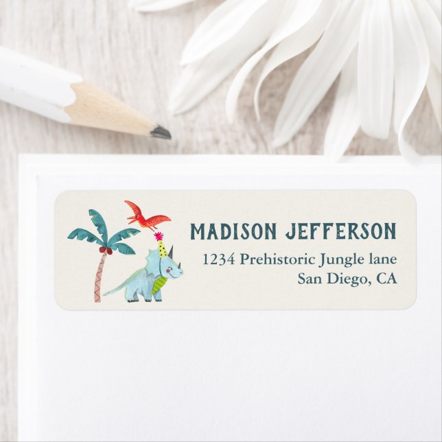 Dinosaur Cute Dino baby shower party label (Insitu)