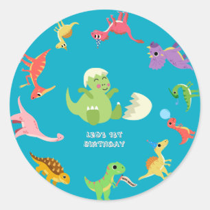 Dinosaur / Cute Dino Boy Birthday Classic Round Sticker