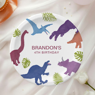 Dinosaur Cute Dino Kid Birthday Party Paper Plate