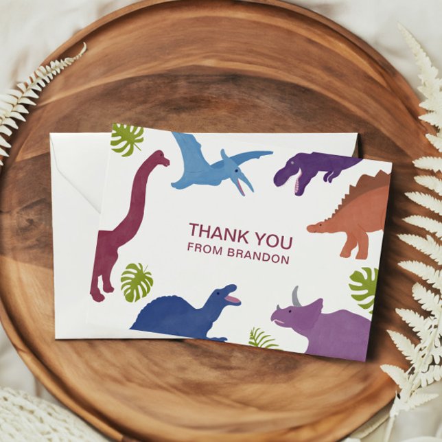 Dinosaur Cute Dino Kid Birthday Party Thank You Card (Creator Uploaded)