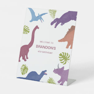 Dinosaur Cute Dino Kid Birthday Party Welcome Pedestal Sign