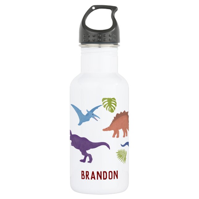 Dinosaur Cute Dino Kid Child Personalised Name 532 Ml Water Bottle (Front)