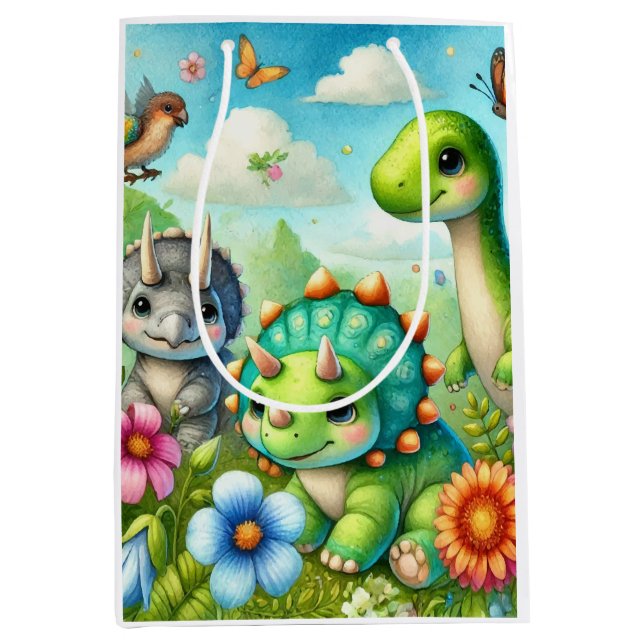 Dinosaur cute  medium gift bag (Front)